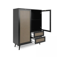 Vetrina 2 ante e 2 cassetti con frontali effetto vimini Vienna53A colore nero