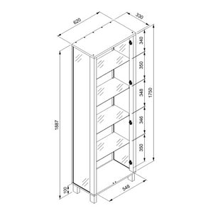 Vetrina Albi 52B con 2 ante in vetro e specchio colore nero