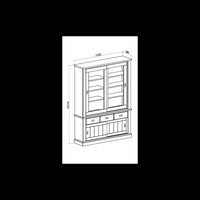 Vetrina Anthony III con 2 ante vetro e 3 cassetti colore noce eastwood