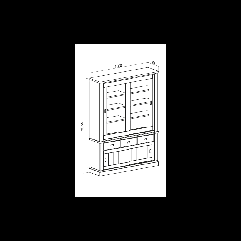 Vetrina Anthony67120 con 2 ante vetro e 3 cassetti colore ancona oak