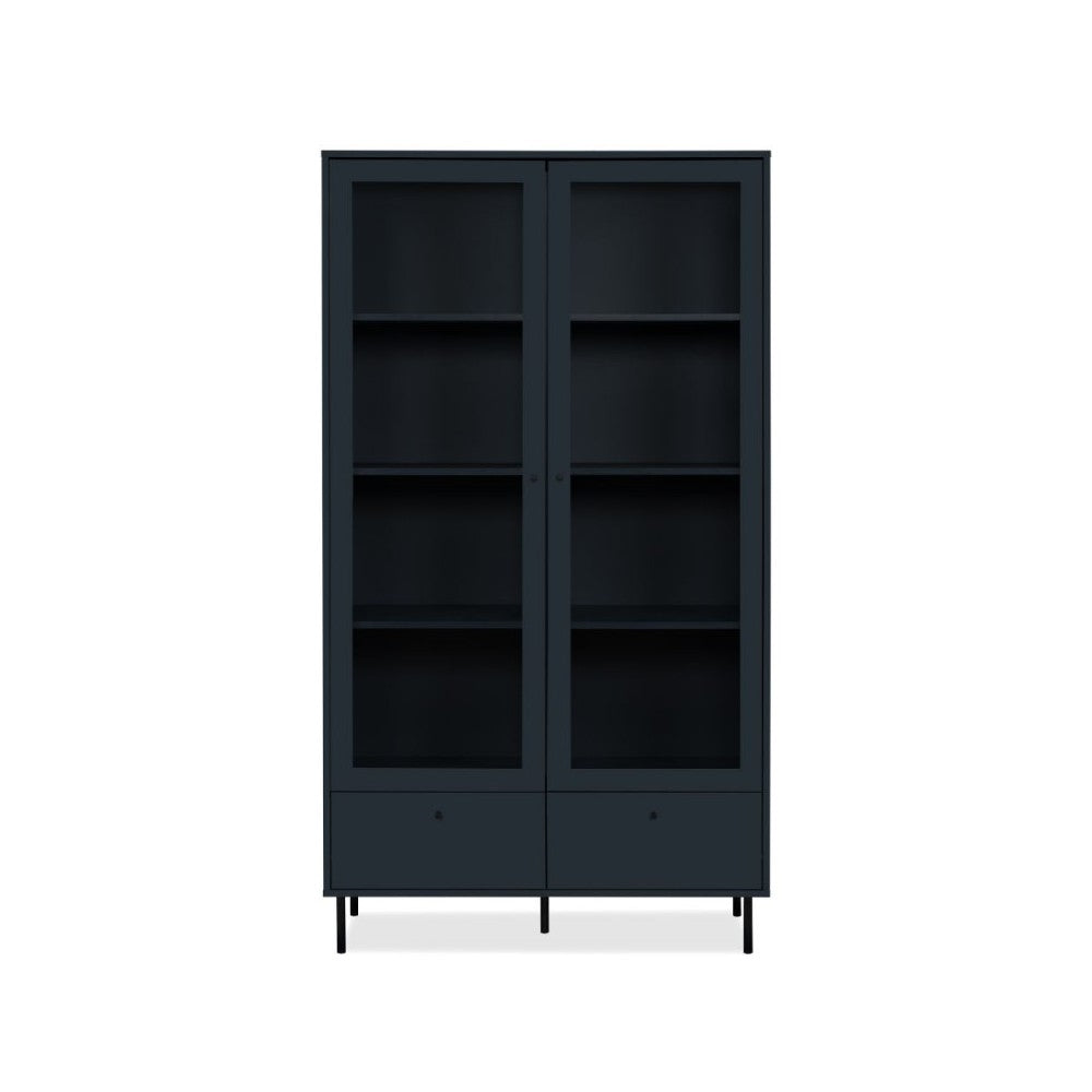 Vetrina blue navy con 2 ante a vetro e cassetto Caracas52A