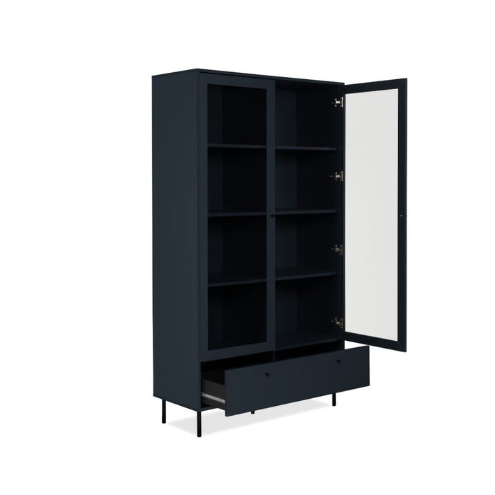 Vetrina blue navy con 2 ante a vetro e cassetto Caracas52A