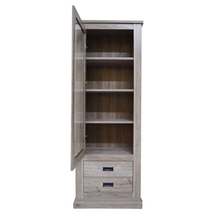 Vetrina colore ancona oak 2 cassetti e anta Anthony23 73x39,6x204H stile shabby