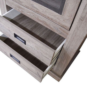 Vetrina colore ancona oak 2 cassetti e anta Anthony23 73x39,6x204H stile shabby