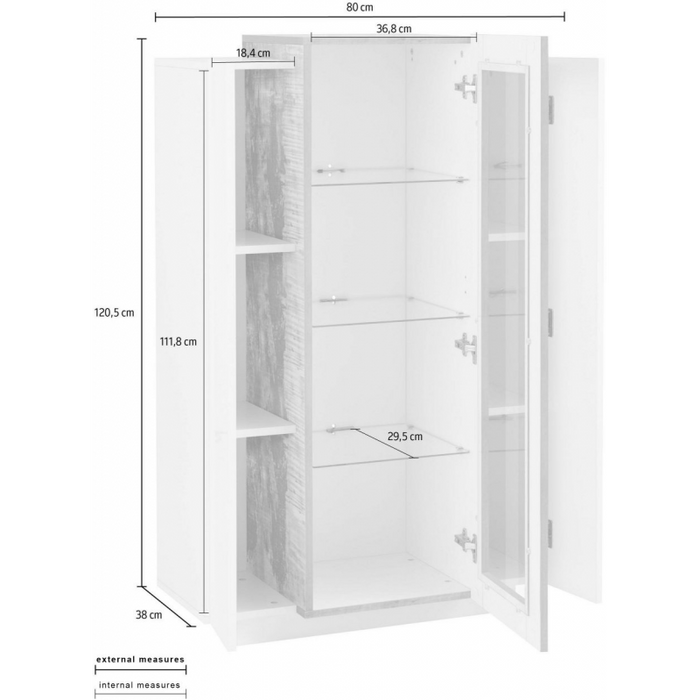 Vetrina Coro – Bianco e Acero Pereira – 80x120x38
