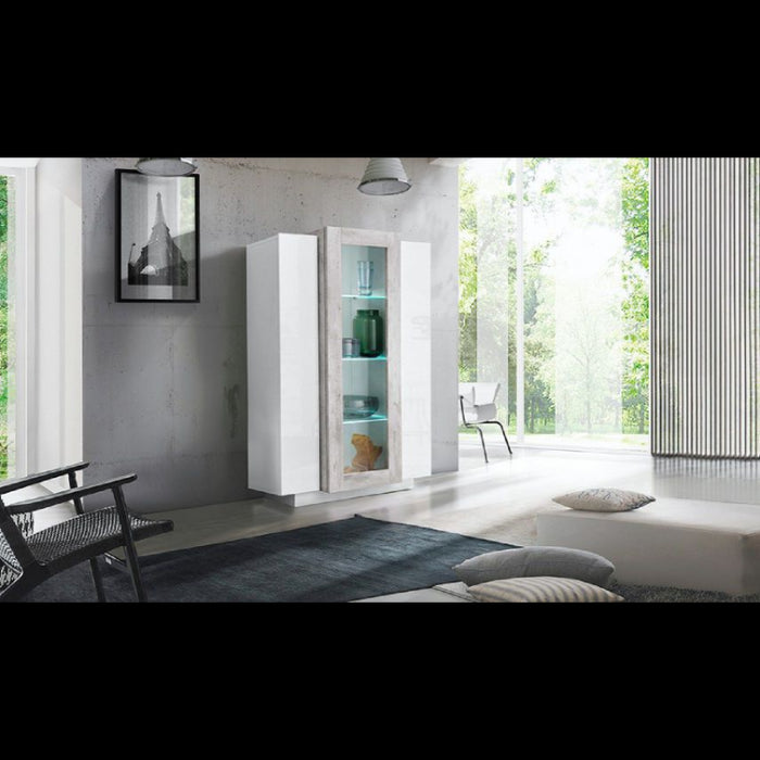 Vetrina Coro – Bianco e Cemento – 80x120x38