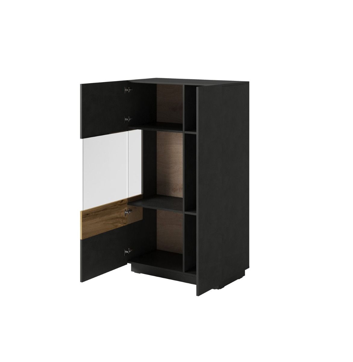 Madia alta contenitore, vetrina di design bianco lucido e cemento H.139 ZHESILKEVET02