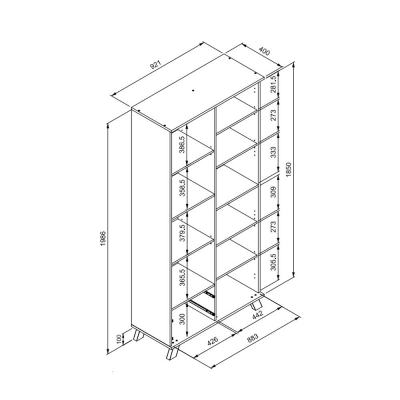 Vetrina Medan52A 2 ante e 2 cassetti rovere antracite