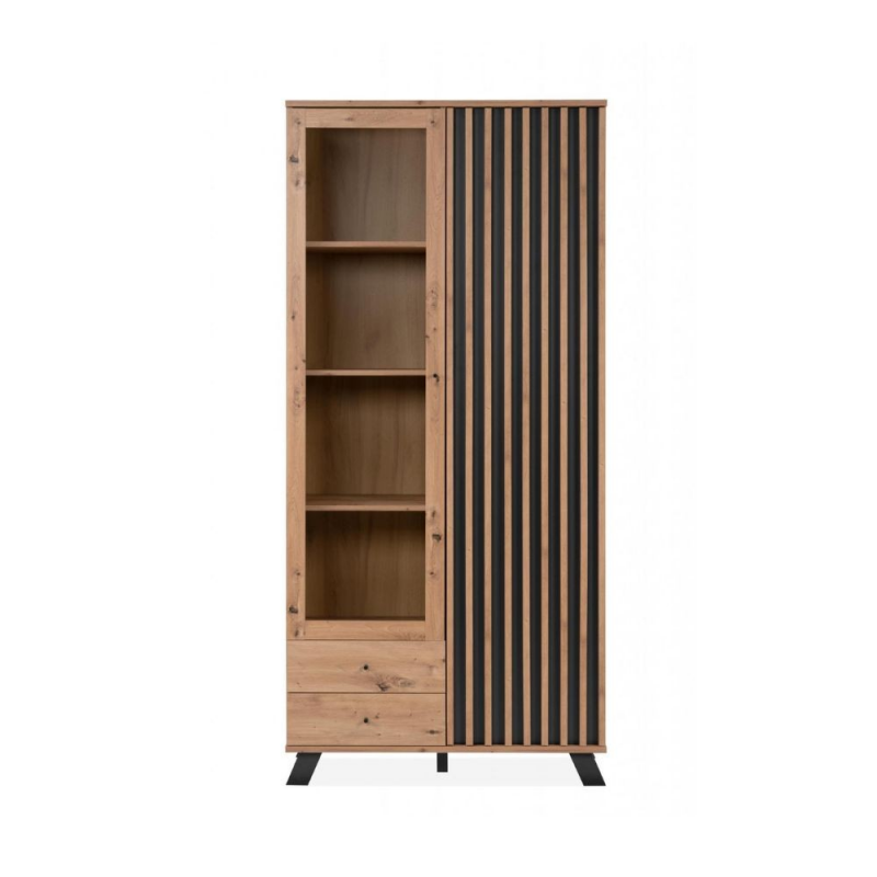 Vetrina Medan52A 2 ante e 2 cassetti rovere antracite