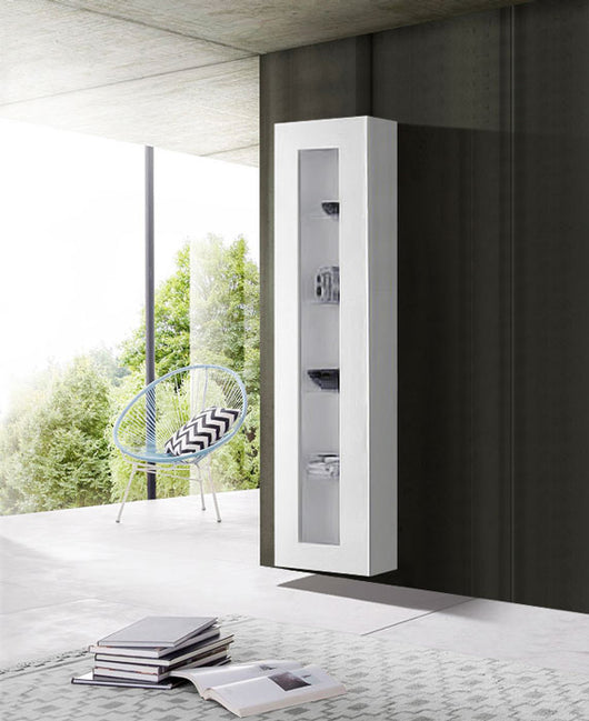 Vetrina sospesa con anta battente, finitura bianca lucida, ZTC21411001