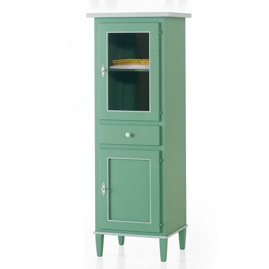 Vetrinetta 2 porte 1 cassetto laccato verde con profili bianchi misure l.54 p.45 h.150 (738) - Mobili 2G