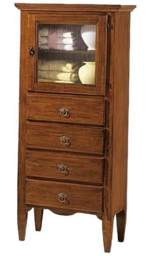 Vetrina 1 porta 4 cassetti in legno tinta noce l.57 x p.40 h.134 - Mobili 2G
