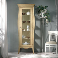 Vetrina 1 porta in legno laccato avorio patinato misure l.71 p.48 h.204 (3095) - Mobili 2G