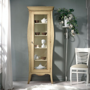 Vetrina 1 porta in legno laccato avorio patinato misure l.71 p.48 h.204 (3095) - Mobili 2G