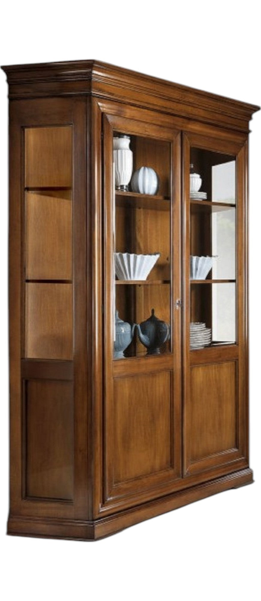 Vetrina 2 porte in legno tinta noce l.145 x p.50 h.215 - Mobili 2G