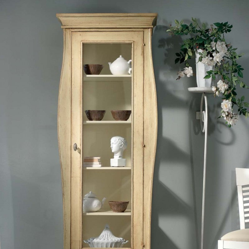 Vetrina 1 porta in legno laccato avorio patinato misure l.71 p.48 h.204 (3095) - Mobili 2G