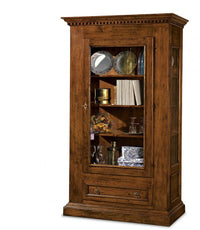 Vetrina 1 porta 1 cassetto in legno tinta noce l.118 x p.47 h.198