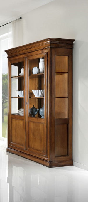 Vetrina 2 porte in legno tinta noce l.145 x p.50 h.215 - Mobili 2G