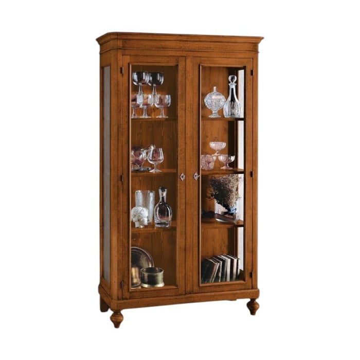 Vetrina 2 porte in legno tinta noce l.111 x p.42 h.192 (1511) - Mobili 2G