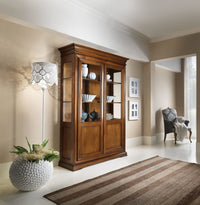 Vetrina 2 porte in legno tinta noce l.145 x p.50 h.215 - Mobili 2G