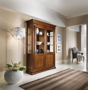 Vetrina 2 porte in legno tinta noce l.145 x p.50 h.215 - Mobili 2G