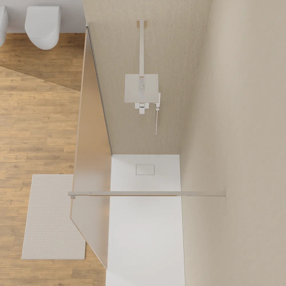 Doccia walk-in 100 cm vetro 8mm anticalcare opaco h200 profili cromo | Keros 
