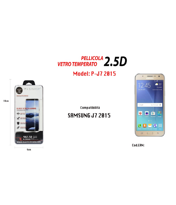 Vetro Temperato Pellicola Protettiva Samsung Galaxy J7 2015 Protezione Maxtech P-j7 2015         