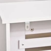 Copritermosifone in Legno Bianco per Caloriferi e Radiatori, con Struttura a Doghe e Ripiano, 112 x 19 x 81cm