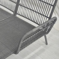 Set da Giardino in Rattan PE Stile Boho, Divano 2 Posti con Chaise Longue e Tavolino, Grigio Chiaro