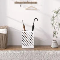 Portaombrelli di Design con Vaschetta Raccogli Gocce e 4 Ganci in Metallo, 28x14x41 cm, Bianco