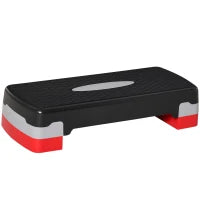 Step Fitness per Aerobica con Altezza Regolabile 10-15 cm, 68x29cm Nero e Rosso