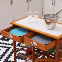 Carrello da Cucina Multiuso in Legno di Pino 74 x 37 x 76cm Marrone Chiaro