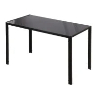 Tavolo da Cucina per 4 Persone in Metallo e Vetro Temperato, 120x60x75 cm, Nero