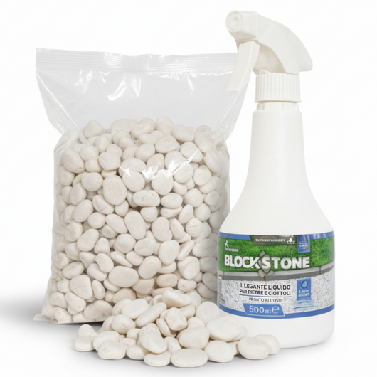 Kit stabilizzazione ciottoli sacco da 5 kg con legante confezione 0,5 l *** misura 25/40, confezione 1