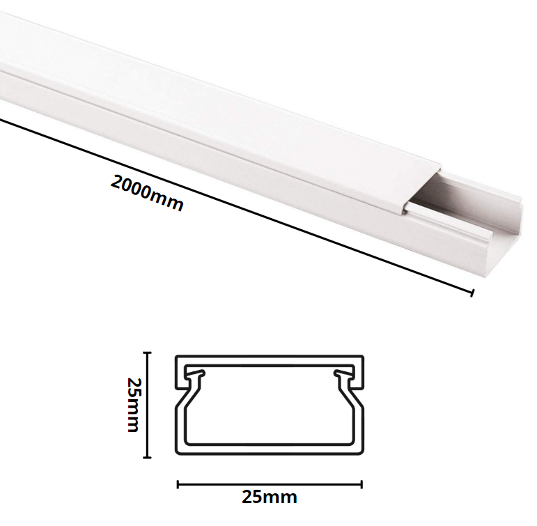 Canale bianco portacavi pvc rigido autoestinguente 25x25mm barra 2 metri