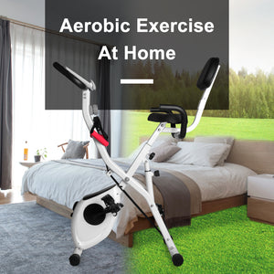 Cyclette 3 in 1 Eretta e Inclinata - RATTANTREE - 8 Livelli Di Resistenza Regolabili - Cyclette Pieghevole - Bianco