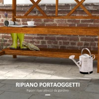 Panchina da Giardino 2 Posti in Legno con Ripiano e Braccioli, 125x58x88cm, Legno