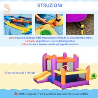 Castello Gonfiabile per Bambini da Giardino, Parco Acquatico Gionfiabile con Scivolo, Trampolino e Piscina , Multicolor, 280x 250x170cm