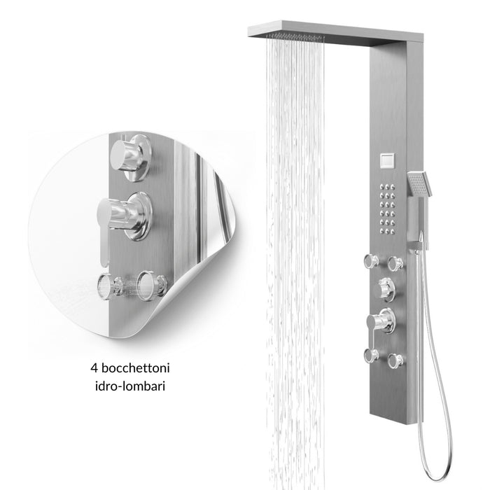 Colonna pannello doccia chester-1 spazzolata acciaio 4 funzioni display temperatura