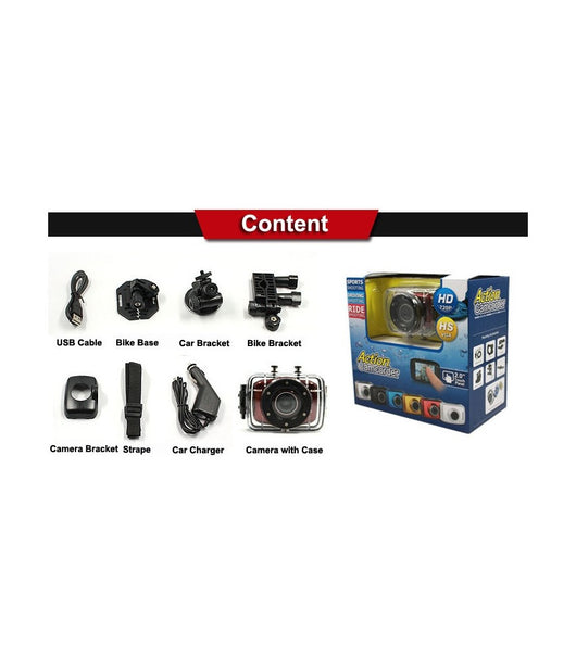 Videocamera Digitale Hd 2.0" 720p Race Action Sport Camera Subacquea Casco Moto         