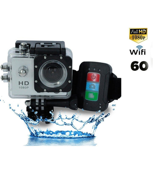 Videocamera Hd Schermo 2" 1080p Sport Subacquea Casco Moto Wifi Con Telecomando         