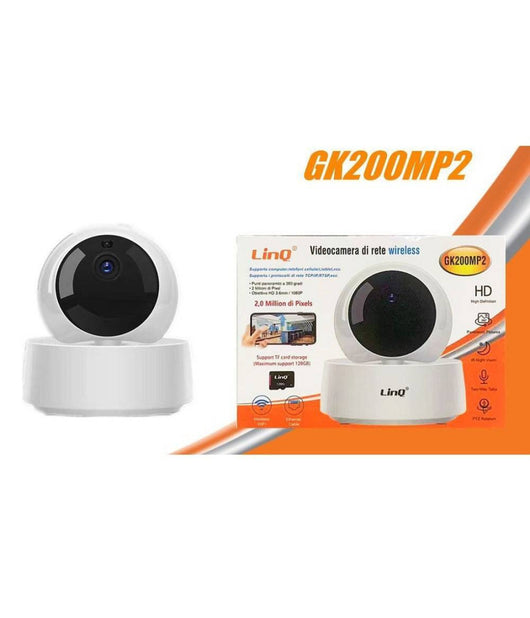 Videocamera Telecamera Di Rete Wireless Wifi Ip 1080p Hd 360° Infrarossi Gk200mp2         