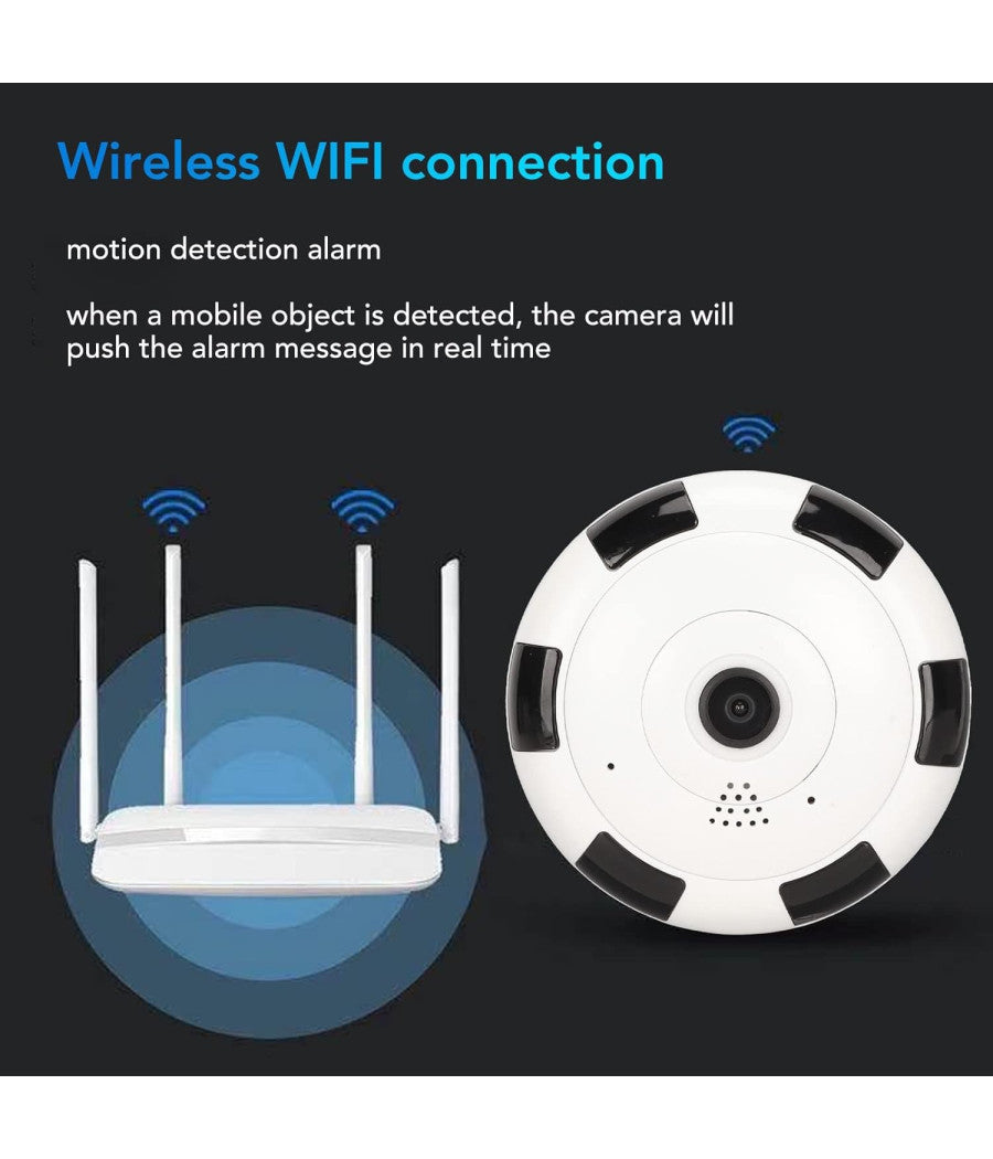 Videocamera V380s Ip Sorveglianza Panoramica Vr Cam 360° Wifi Telecamera         