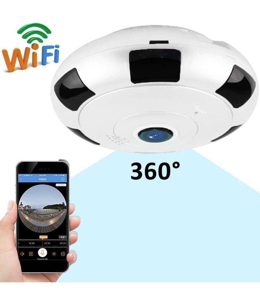 Videocamera V380s Ip Sorveglianza Panoramica Vr Cam 360° Wifi Telecamera         