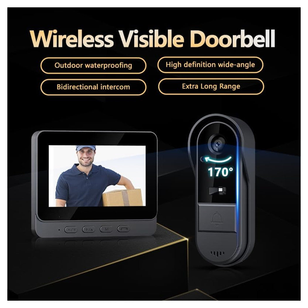Trade Shop - Videocitofono Campanello Senza Fili Da Esterno Impermeabile Ip67 Schermo Ips 4,3'' -