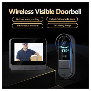 Trade Shop - Videocitofono Campanello Senza Fili Da Esterno Impermeabile Ip67 Schermo Ips 4,3'' -