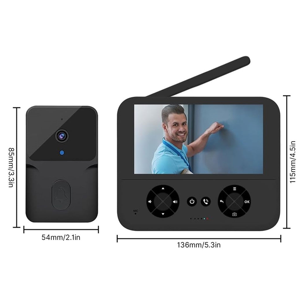 Trade Shop - Videocitofono Wireless Telecamera Schermo Ips 4,3" Visione Notturna Audio Bidirezionale -
