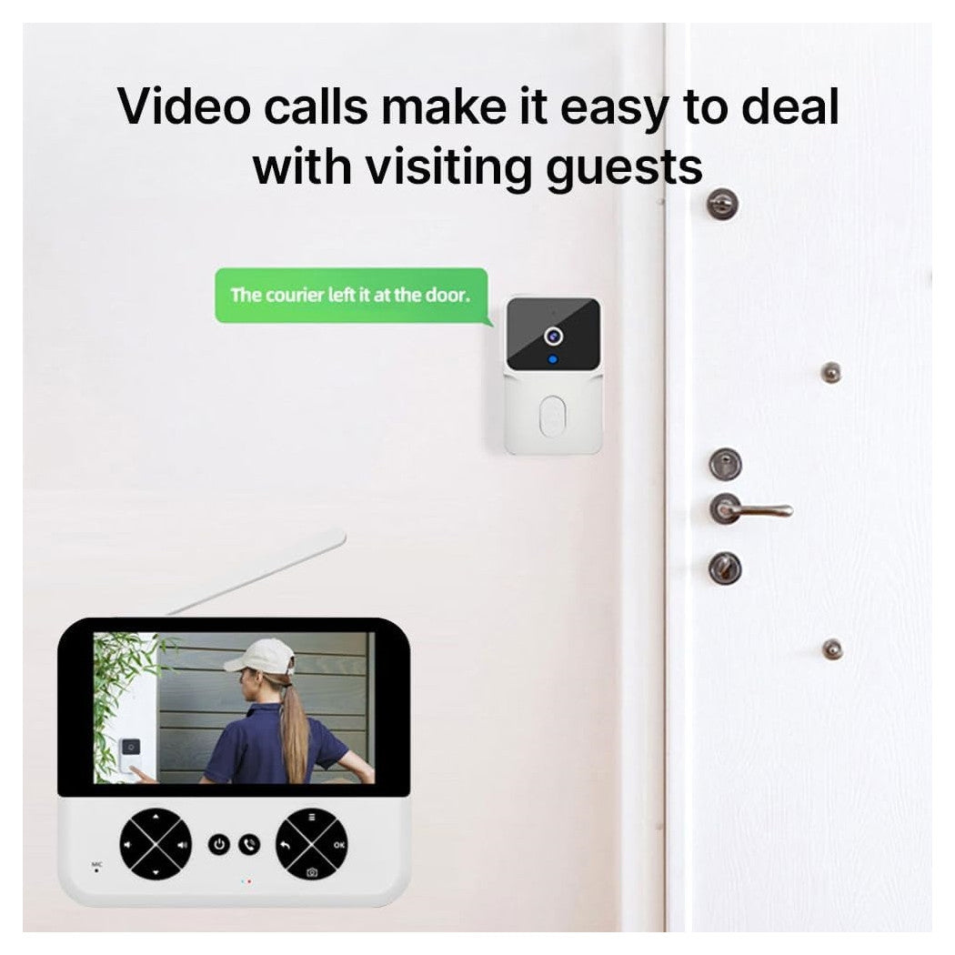 Trade Shop - Videocitofono Wireless Telecamera Schermo Ips 4,3" Visione Notturna Audio Bidirezionale -