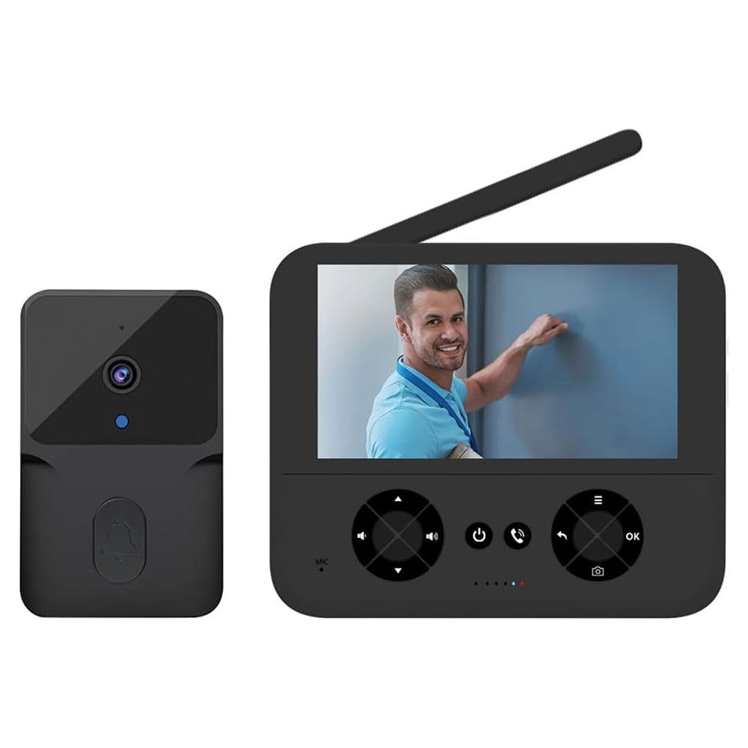 Trade Shop - Videocitofono Wireless Telecamera Schermo Ips 4,3" Visione Notturna Audio Bidirezionale -