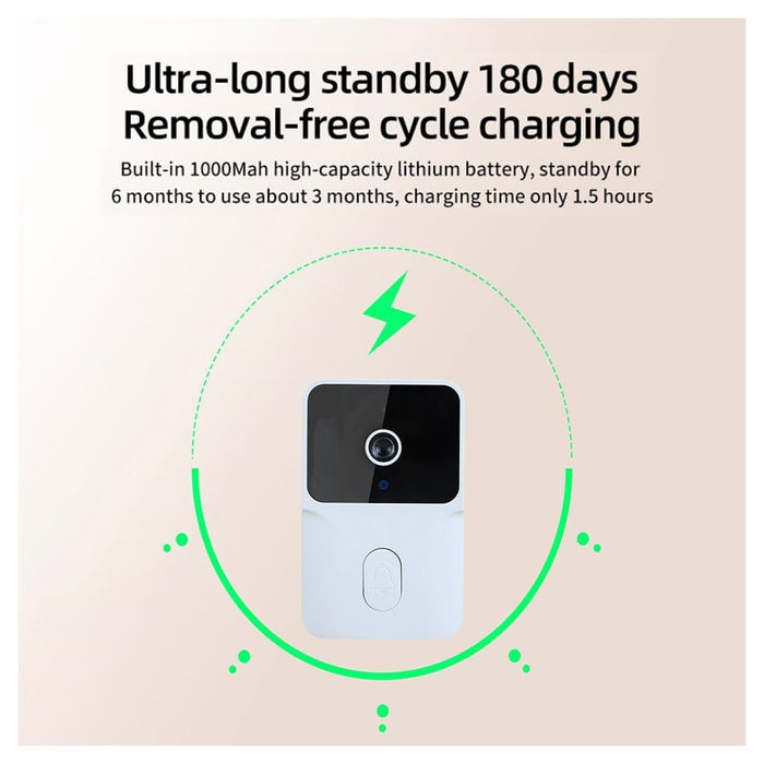 Trade Shop - Videocitofono Wireless Telecamera Schermo Ips 4,3" Visione Notturna Audio Bidirezionale -